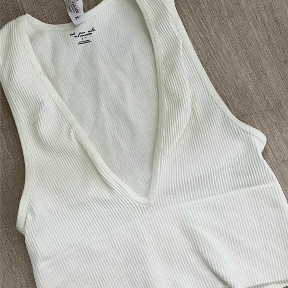 Urban Outfitters Cream Ribbed Tank Top